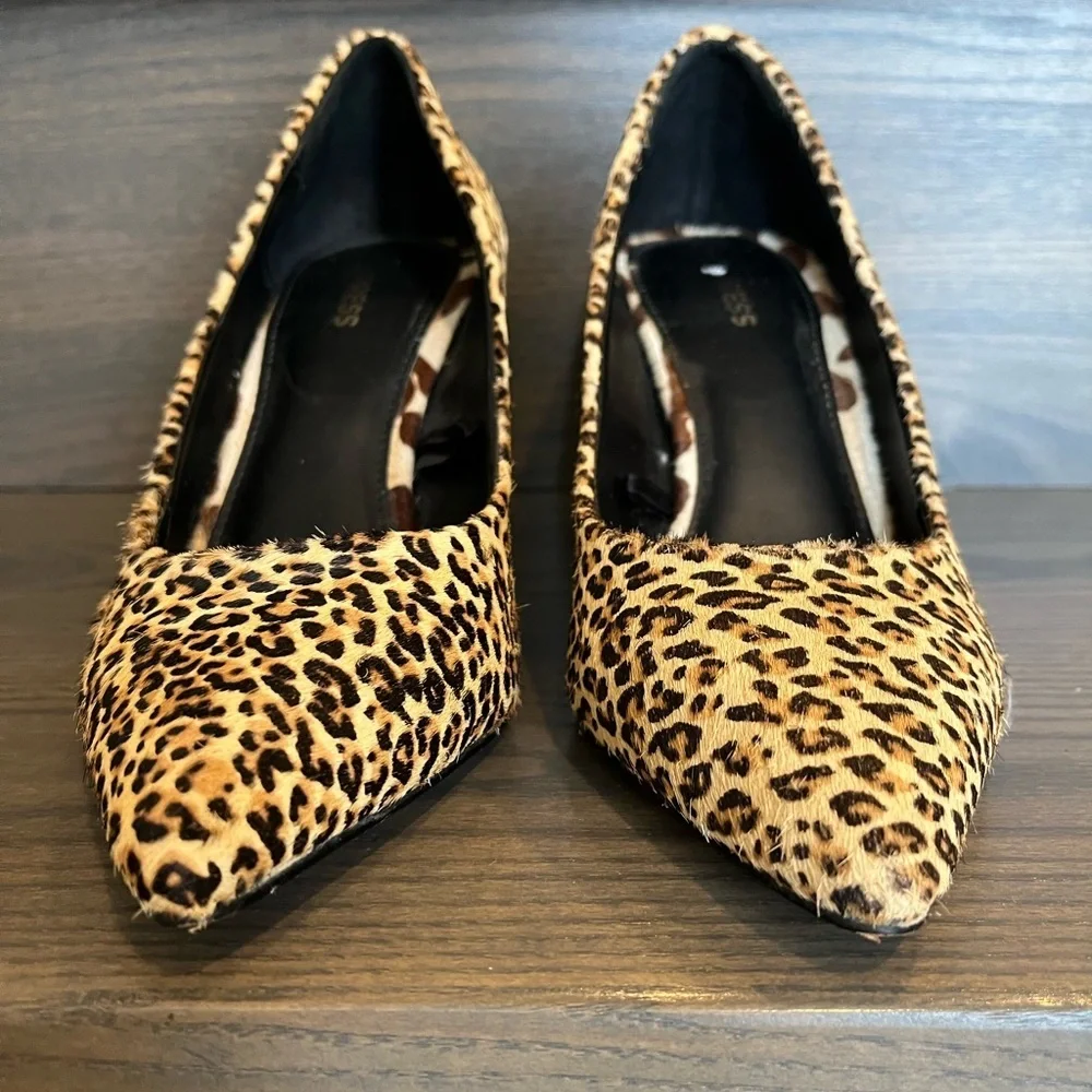 Express Leopard Print Pointed Toe Block Heel Shoe Size 7